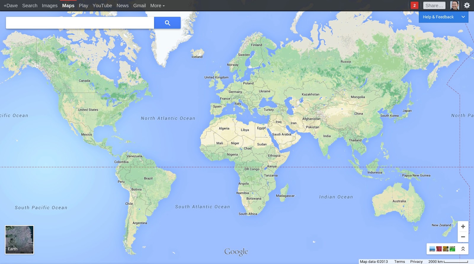 Google Maps overhaul showing entire world (2013)